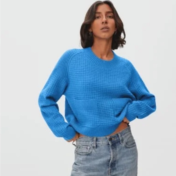 Everlane Sweaters - Everlane Blue Belgian waffle cashmere sweater